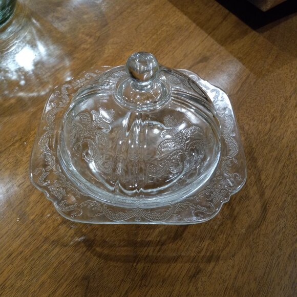 Vintage Federal Glass Indiana Glass Madrid Clear Domed Covered Butter Dish - Picture 5 of 13